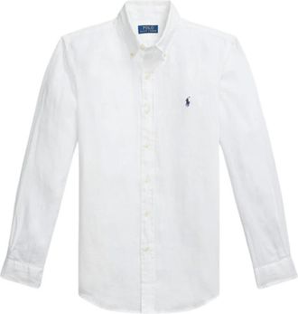 Polo Ralph Lauren Casual Shirts, male, White, Size: XL Linen Button-Down Shirt Bianco