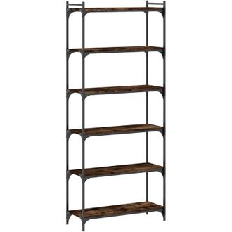 vidaXL Librer&iacute;a 6 Estantes Madera Ingenier&iacute;a Roble Ahumado 80x30x188cm Vidaxl