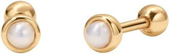 Made by Mary Bezel-Set Pearl Stud Earrings in Gold Vermeil at Nordstrom