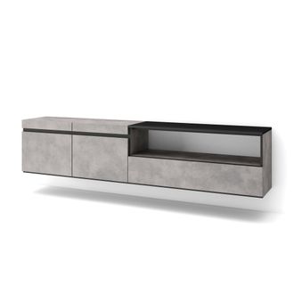 Skraut Home Skraut Home - Mueble Tv, Televisi&oacute;n, Muebles De Sal&oacute;n, Almacenaje, 200x45x35cm, Para Tv Hasta 80, Colgado, Suspendido, Estilo Moderno, Gris Cemento