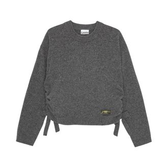 Ganni Future Wool Mix Oversized O-Neck - Dames - Ronde hals truien - Grijs - 2XS - Wol - Truien & Vesten