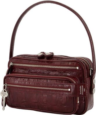 Acne Studios Womens Shoulder Bag Burgundy Calfskin