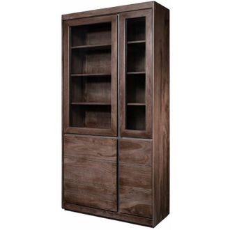 Massivmoebel24 Vetrina in legno di Sheesham / palissandro 102x40x205 smoked oak laccato sydney 201