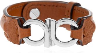 Ferragamo Double Gancini armband - Heren - Armbanden - Bruin - ONE Size - Leer - Accessoires