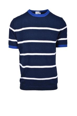 Heritage Blue Striped Cotton-Blend Knit Top