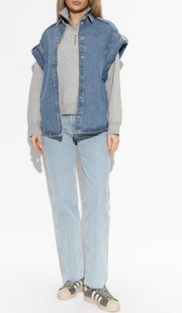 Ganni Oversize Sweatshirt With A Stand-up Collar, Womens, Grey