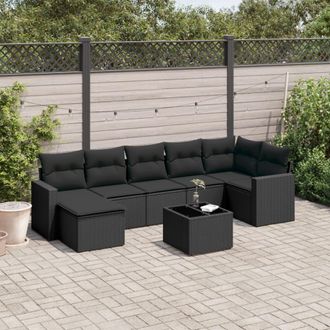 vidaXL Set Divani Da Giardino Con Cuscini 8 Pz Nero In Polyrattan Vidaxl