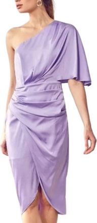 DO+BE Collection One Shoulder Ruched Midi Dress In Lavender