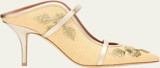 Malone Souliers Maureen Raffia Dual-Band Mule Pumps