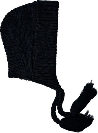 Yohji Yamamoto Aran Hooded Hat - Dames - Hoeden - Zwart - M - Wol - Accessoires