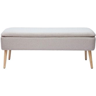 Miliboo Miliboo - Cassapanca in tessuto effetto velluto beige e legno chiaro massello L120 cm lars