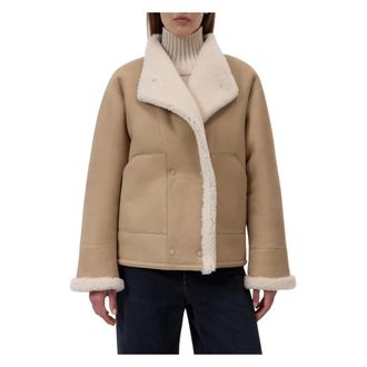Closed Chaqueta de piel de cordero con doble botonadura - Jackets - Mujer - Beige - M