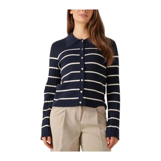 Y.A.S Y.a.s, Truien & Vesten, Dames, Blauw, S, Linnen, Navy Gebreide Vest voor Vrouwen