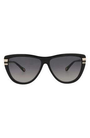 Chlo&eacute; 59mm Square Sunglasses in Black Black Grey at Nordstrom Rack