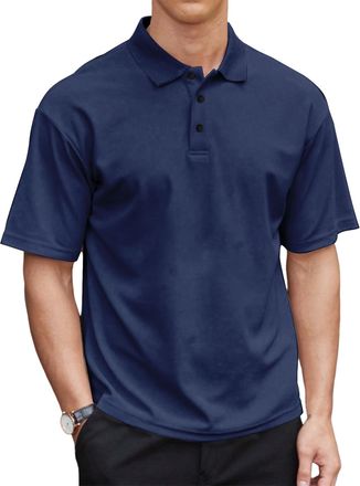 Generic Mens Polo Shirts Heavyweight Short Sleeve Button Golf Shirts Classic Pullover Ribbed Collar and Cuffs (UK, Alpha, 5XL, Regular, Regular, 12)