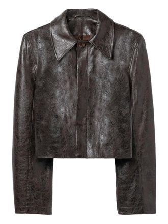 S&eacute;fr Keane faux-leather jacket - men - Viscose/Polyester - L - Brown