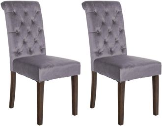 Clp Clp - Set De 2 Sillas De Comedor Lisburn En Tela O Terciopelo Gris Oscuro Terciopelo