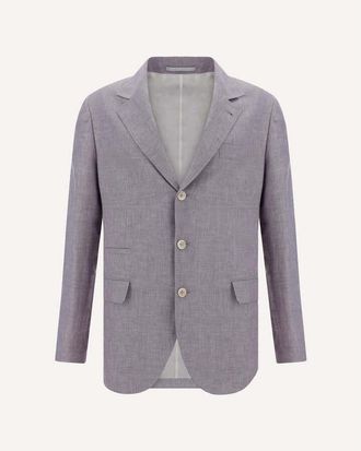 Brunello Cucinelli Lavender Wool Linen Silk Blazer, Brand Size 48 (US Size 38)