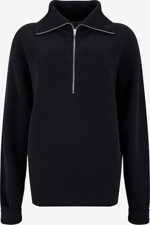 Christophe Lemaire Gerippter Wollpullover mit Stehkragen und Reissverschluss