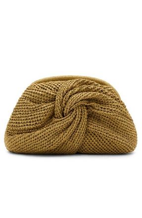 Mango Natural Fiber Frame Clutch in Mustard at Nordstrom
