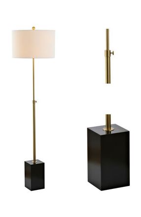 Jonathan Y Designs Lafayette 65 Adjustable Height LED Floor Lamp, Brass/Black in Brass Gold/black at Nordstrom