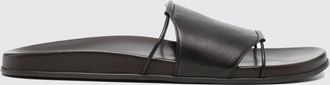The Row Vivienne Smooth Lambskin Slide Sandals with Low Heel