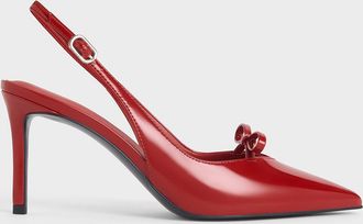 Charles & Keith Patent Bow Slingback Pumps