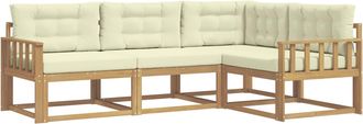 vidaXL Conjunto De Sof&aacute;s De Exterior 3 Uds. Blanco Y Crema Poli&eacute;ster Vidaxl