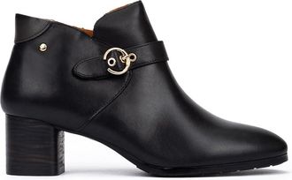 Pikolinos Calafat Leather Heel Ankle Boots for Lady, Black/White, 3-3.5 UK