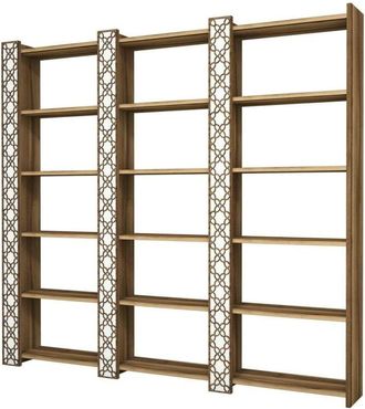 Dmora Dmora - Libreria Vele, Scaffale da ufficio, Mobile portalibri, Biblioteca, 185x24h170 cm, Noce e Bianco