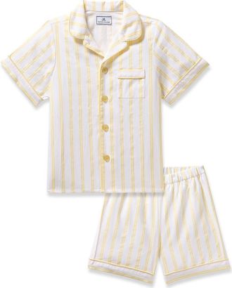 Petite Plume Sunny Stripe Two-Piece Short Pajamas in Yellow at Nordstrom, Size 12-18M