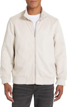 DKNY City Faux Suede Bomber Jacket in Stone at Nordstrom Rack, Size X-Large