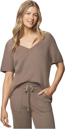 Splendid Georgie V-Neck Sweater Womens Sweater Cedar Brown : LG (Womens 10-12), Cashmere/Nylon/Polyester