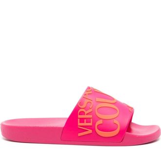 Versace Jeans Couture Sliders, female, Pink, Size: 5 US Pink Shelly Slippers