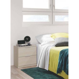 Dmora Comodino Syracuse, Comodino moderno a 2 cassetti, Tavolino da notte, Com&ograve; basso per camera da letto, 38x34h45 cm, Rovere