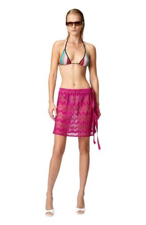 Missoni Wrap Cover-up Miniskirt In Zig Zag Lam&eacute; Viscose in Purple at Nordstrom, Size 42 It