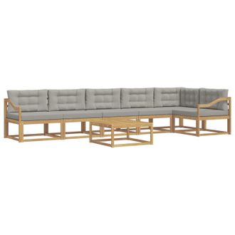 vidaXL Conjunto De Sof&aacute;s De Exterior 7 Pcs Blanco Y Gris Claro Vidaxl
