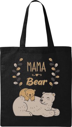 Generic Mama Bear Natural Ecological Cotton Tote Bag Black