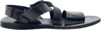 Brador Platte Sandalen - Heren - Schoenen - Zwart - Maat: 41 EU Leer