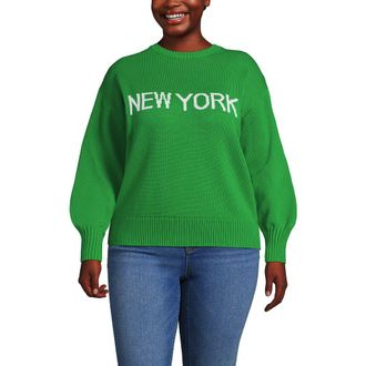 Lands End Drifter Jersey Crewneck Sweater in True Green/ivory New York at Nordstrom, Size 1 X