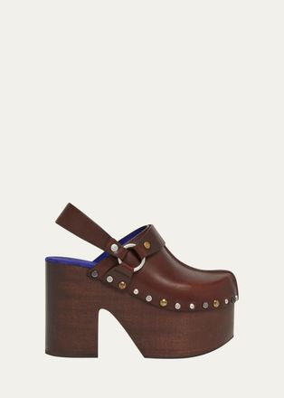 Chlo&eacute; 115mm Talis Studded Leather Platform Clogs
