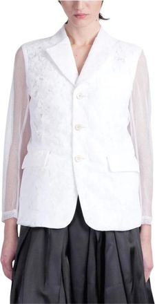 Comme Des Gar&ccedil;ons Blazers, female, White, Size: M White Button-Up Jacket with Flap Pockets