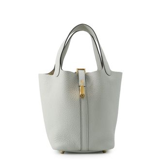 Herm&egrave;s Gold Taurillon Clemence Leather Handbag Tote Bag (Pre-Owned)