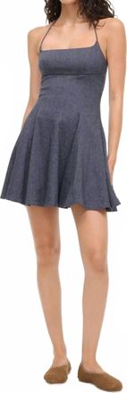 Staud Leone Linen Dress In Chambray