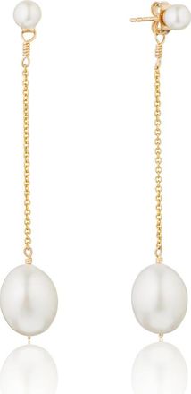 Lily & Roo Gold Large and Small Pearl Drop Stud Earrings