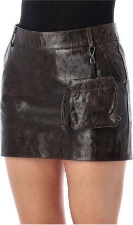 The Garment Margo Pencil Skirt - Dames - Leren & Su&egrave;de rokken - Bruin - 2XS - Leer - Rokken