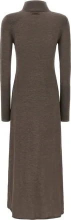 Pinko Turtleneck Merino Wool Dress - Brown