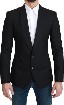 Dolce & Gabbana Black Single Breasted Formal Wool Mens Blazer