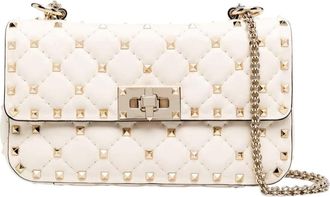 Valentino Garavani White Rockstud Spike Small Shoulder Bag