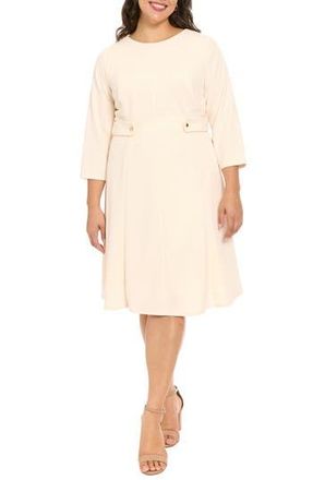 London Times Seamed Side Tab Midi Dress in Sugar Ivory at Nordstrom Rack, Size 14W